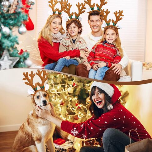 Yunsailing 20 Pcs Reindeer Antlers Headband Bulk Christmas Deer Antlers Headbands Reindeer Antler Headpiece Deer Costume Headwear for Adults and Kids Christmas Party Cosplay Decoration in Saudi Arabia