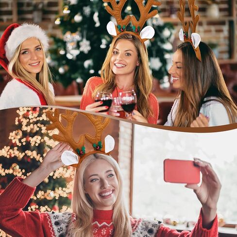 Yunsailing 20 Pcs Reindeer Antlers Headband Bulk Christmas Deer Antlers Headbands Reindeer Antler Headpiece Deer Costume Headwear for Adults and Kids Christmas Party Cosplay Decoration in Saudi Arabia