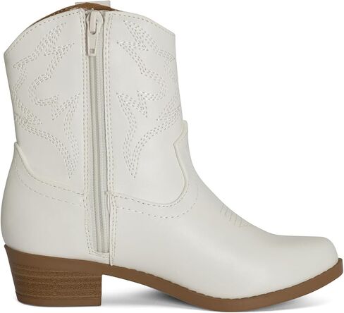 CHANCHITO-K ~ Girls Western Low Stacked Heel Pointed Toe Cowgirl Ankle Boots with Side Zipper in Kuwait