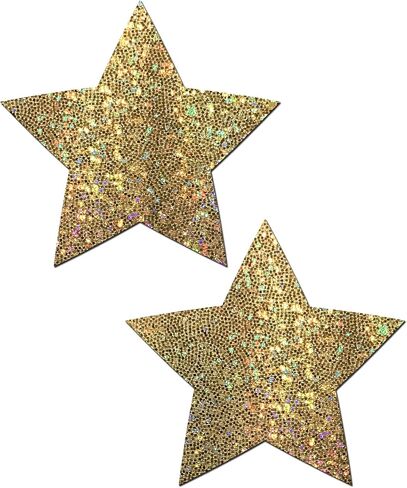 PASTEASE Star Pasties - Nipple Covers for Festivals, Raves, & Lingerie | Halloween Accessory | Latex Free & Made in USA (Glitter Silver Star) in Kuwait