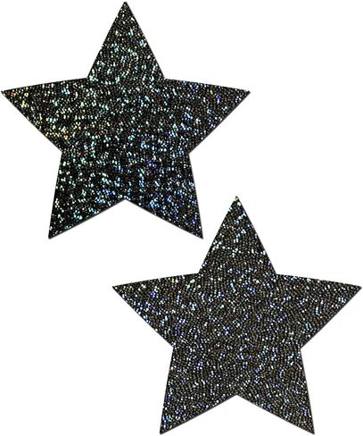 PASTEASE Star Pasties - Nipple Covers for Festivals, Raves, & Lingerie | Halloween Accessory | Latex Free & Made in USA (Glitter Silver Star) in Kuwait