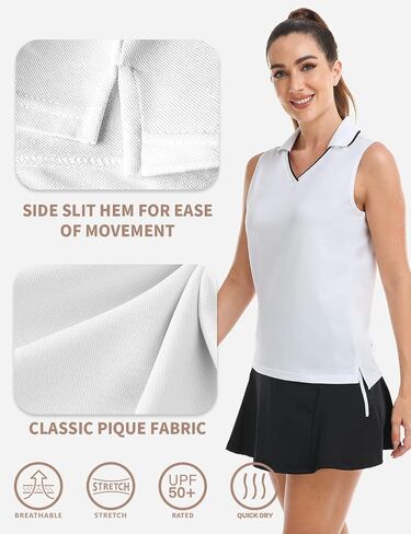 Hiverlay Women's Sleeveless Polo Golf Shirts Quick Dry UPF 50+ V-Neck with Collar Lightweight Tennis Workout Tank Tops in Saudi Arabia