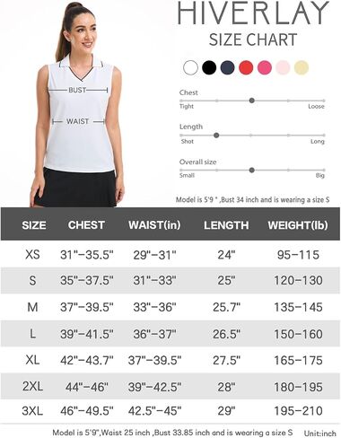 Hiverlay Women's Sleeveless Polo Golf Shirts Quick Dry UPF 50+ V-Neck with Collar Lightweight Tennis Workout Tank Tops in Saudi Arabia