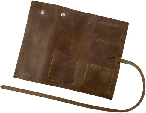Heather's, Rustic Jewelry Roll Handmade from Full Grain Leather - Portable Organizer Pouch for Necklaces, Earrings, and Bracelets - Bride & Groom Precious Articles Storage - Bourbon Brown in Saudi Arabia