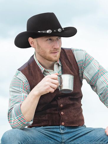 Newcotte 2 Pcs Western Cowboy Hat Women Men Felt Wide Brim Cowgirl Hat Belt Buckle Rodeo Hat for Halloween Costume in Saudi Arabia