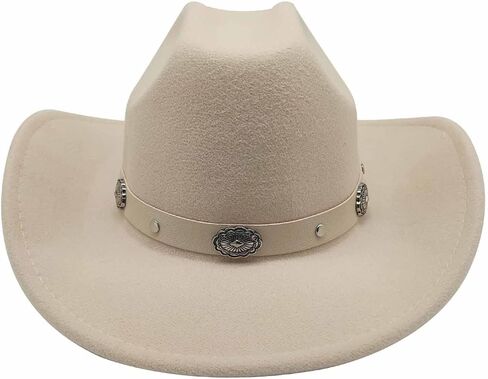 قبعة رعاة البقر الغربية قبعة راعية البقر للجنسين للرجال والنساء كلاسيكية بحافة واسعة ورأى فيدورا قبعة مسطحة مع حزام مشبك in Kuwait