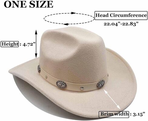 قبعة رعاة البقر الغربية قبعة راعية البقر للجنسين للرجال والنساء كلاسيكية بحافة واسعة ورأى فيدورا قبعة مسطحة مع حزام مشبك in Kuwait