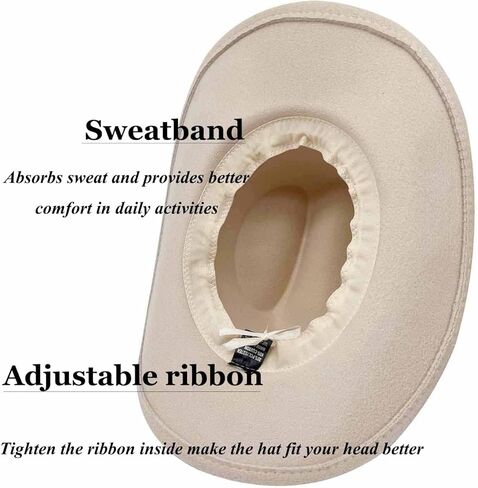 قبعة رعاة البقر الغربية قبعة راعية البقر للجنسين للرجال والنساء كلاسيكية بحافة واسعة ورأى فيدورا قبعة مسطحة مع حزام مشبك in Kuwait