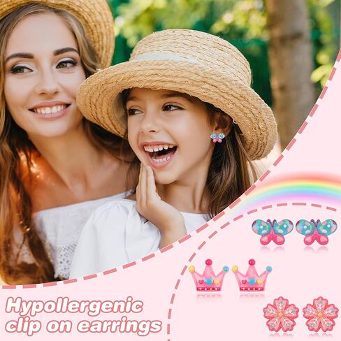 43 زوجًا من الاقراط بمشبك للبنات لا تسبب الحساسية للاطفال، مجموعة اقراط بتصميم فراشة وفراولة اميرة لطيفة متدلية للبنات الصغيرات، مجوهرات زنك، بدون احجار كريمة, الزنك, لا أحجار كريمة in Kuwait