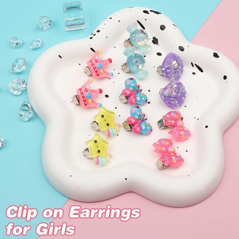 43 زوجًا من الاقراط بمشبك للبنات لا تسبب الحساسية للاطفال، مجموعة اقراط بتصميم فراشة وفراولة اميرة لطيفة متدلية للبنات الصغيرات، مجوهرات زنك، بدون احجار كريمة, الزنك, لا أحجار كريمة in Kuwait