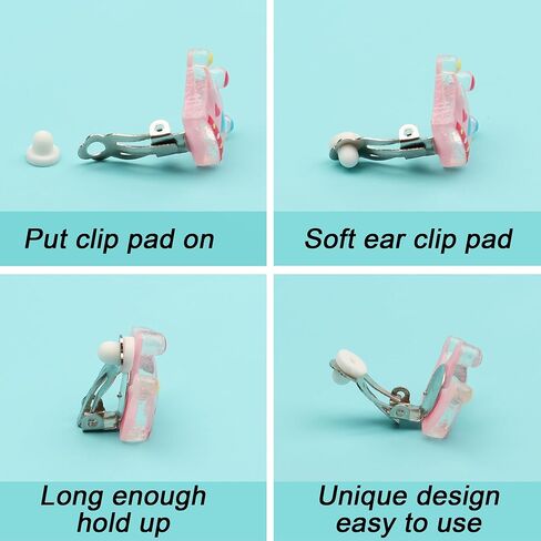 43 زوجًا من الاقراط بمشبك للبنات لا تسبب الحساسية للاطفال، مجموعة اقراط بتصميم فراشة وفراولة اميرة لطيفة متدلية للبنات الصغيرات، مجوهرات زنك، بدون احجار كريمة, الزنك, لا أحجار كريمة in Kuwait