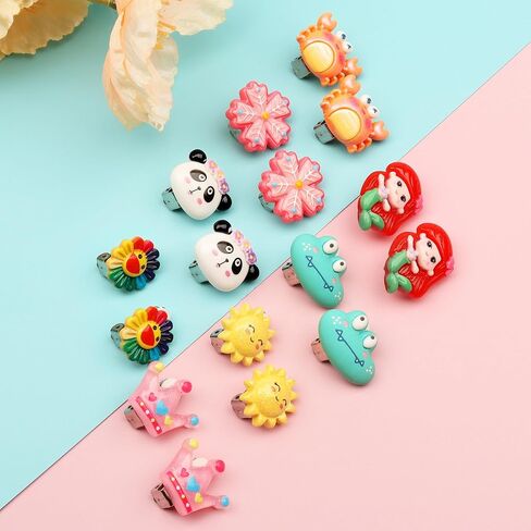 43 زوجًا من الاقراط بمشبك للبنات لا تسبب الحساسية للاطفال، مجموعة اقراط بتصميم فراشة وفراولة اميرة لطيفة متدلية للبنات الصغيرات، مجوهرات زنك، بدون احجار كريمة, الزنك, لا أحجار كريمة in Kuwait