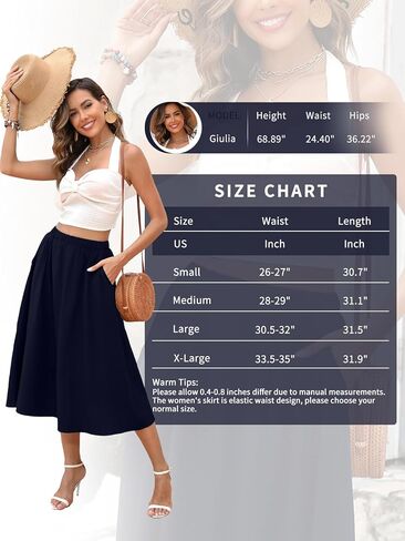 تنانير بيريدريس للنساء بخصر مطاطي، تنانير متوسطة الطول كاجوال بطبعة زهور على شكل حرف a مع جيوب in Kuwait