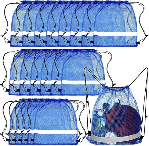20 Pcs Reflective Mesh Drawstring Bag Swimming Bag 16.54 x 13.78 Inch Quick Drying Sport Beach Bag for Teens Adult (Black) in Kuwait