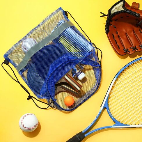 20 Pcs Reflective Mesh Drawstring Bag Swimming Bag 16.54 x 13.78 Inch Quick Drying Sport Beach Bag for Teens Adult (Black) in Kuwait