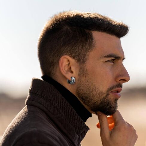 14 زوج من اقراط الستانلس ستيل للرجال - تصميم صليب اسود عصري - اقراط تيتانيوم مضادة للحساسية - مناسبة لجميع المناسبات، ستانلس ستيل، زركونيا مكعب in Kuwait