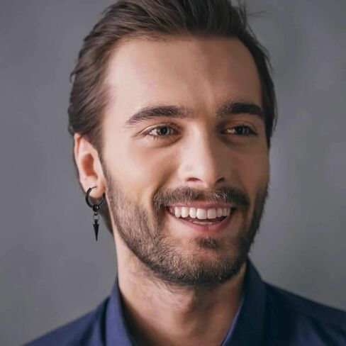 14 زوج من اقراط الستانلس ستيل للرجال - تصميم صليب اسود عصري - اقراط تيتانيوم مضادة للحساسية - مناسبة لجميع المناسبات، ستانلس ستيل، زركونيا مكعب in Kuwait