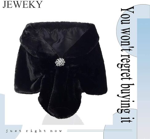 JEWEKY 1920s Bride Wedding Fur Shawls and Wraps Winter Bridal Faux Fox Fur Stoles and Scarfs for Women and Bridesmaids in Kuwait