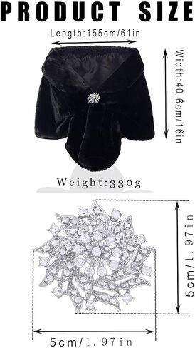 JEWEKY 1920s Bride Wedding Fur Shawls and Wraps Winter Bridal Faux Fox Fur Stoles and Scarfs for Women and Bridesmaids in Kuwait