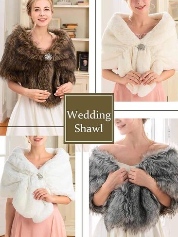 JEWEKY 1920s Bride Wedding Fur Shawls and Wraps Winter Bridal Faux Fox Fur Stoles and Scarfs for Women and Bridesmaids in Kuwait