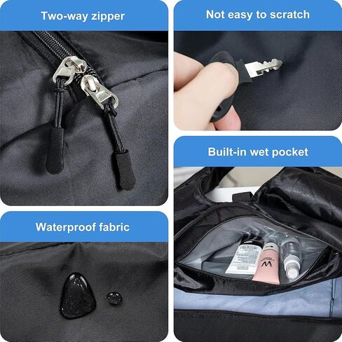 حقيبة رياضية للصالة الرياضية للنساء والرجال، حقيبة سفر ليلية لعطلة نهاية الأسبوع باللون الأسود للنساء تناسب كمبيوتر محمول مقاس 13.3 بوصة، حقيبة من القماش الخشن مقاومة للماء مع حجرة للأحذية وجيب مبلل للطائرة واليوجا والسباحة. in Kuwait