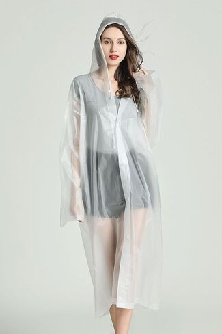 معاطف مطر للبالغين قابلة لاعادة الاستخدام من انفو، معاطف مطر شفافة من مادة ايفا مع غطاء راس واكمام، معاطف مطر محمولة للانشطة الخارجية والطوارئ in Kuwait