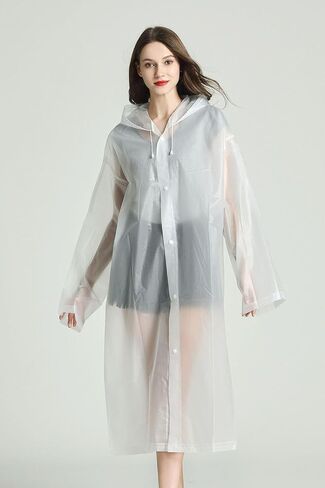 معاطف مطر للبالغين قابلة لاعادة الاستخدام من انفو، معاطف مطر شفافة من مادة ايفا مع غطاء راس واكمام، معاطف مطر محمولة للانشطة الخارجية والطوارئ in Kuwait