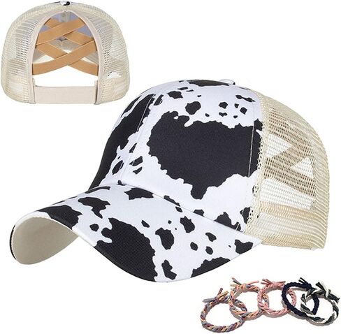 Womens Cow Print Baseball Cap Unisex Adjustable Baseball Hat Casual Cotton Sun Hats for Teen Girls in Kuwait