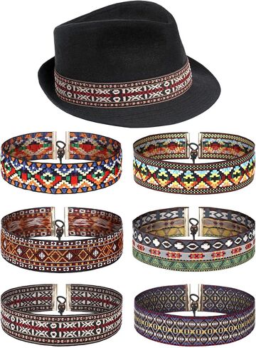 Yuxung 6 Pieces Western Style Hat Band Cowgirl Cowboy Hat Band Adjustable Cowboy Hat Belts for Men and Women in Saudi Arabia