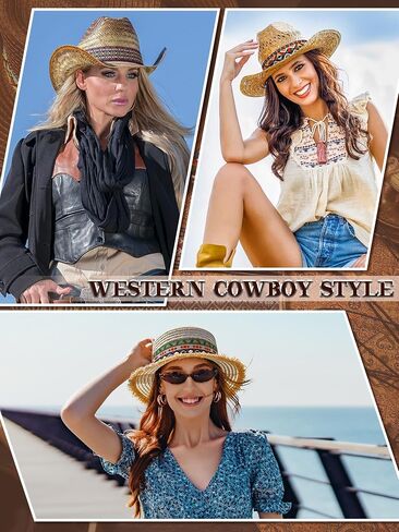 Yuxung 6 Pieces Western Style Hat Band Cowgirl Cowboy Hat Band Adjustable Cowboy Hat Belts for Men and Women in Saudi Arabia
