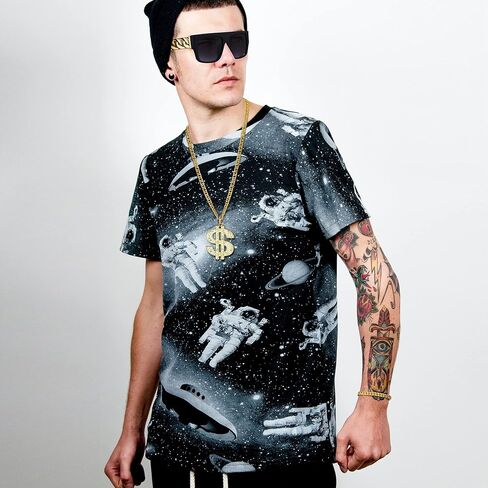 Jstyle 80s/90s Hip Hop Costume Kit for Men Women Metal Chain Necklace Bracelet Sunglasses Dollar Sign Ring Punk Hip Hop Rapper Costume Jewelry in Saudi Arabia