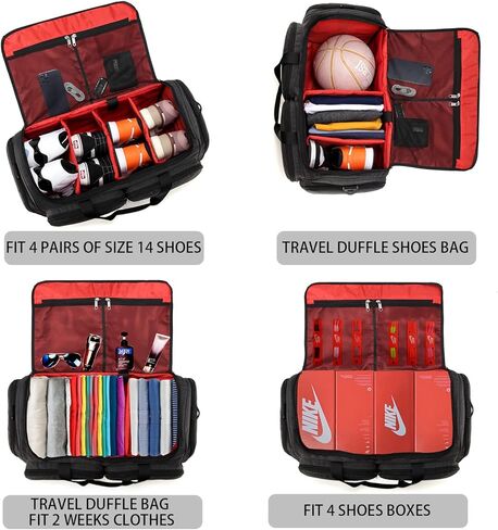 Sneaker Bag Travel Shoes Duffel Bag Men Women Gym Sport Luggage Duffle Carrying Case Bag Divider Adjustable Compartment Portable Soccer Athletic Shoes Carrier Heavy Duty Traveling Accessories in Kuwait