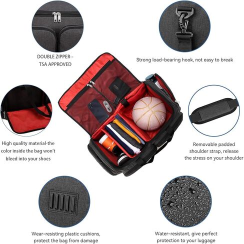 Sneaker Bag Travel Shoes Duffel Bag Men Women Gym Sport Luggage Duffle Carrying Case Bag Divider Adjustable Compartment Portable Soccer Athletic Shoes Carrier Heavy Duty Traveling Accessories in Kuwait