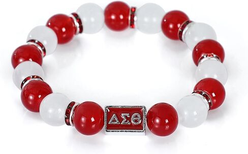 Koop Delta Sorority Paraphernalia Bracelet for Womens 1913 Sorority Jewelry Faux Pearl Bracelet Beaded Bracelets with Gift Box in Saudi Arabia