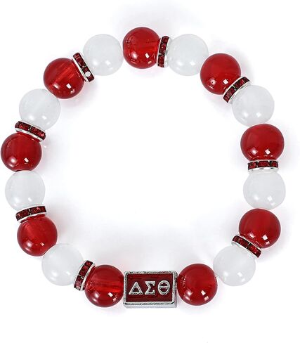 Koop Delta Sorority Paraphernalia Bracelet for Womens 1913 Sorority Jewelry Faux Pearl Bracelet Beaded Bracelets with Gift Box in Saudi Arabia
