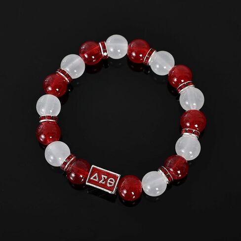 Koop Delta Sorority Paraphernalia Bracelet for Womens 1913 Sorority Jewelry Faux Pearl Bracelet Beaded Bracelets with Gift Box in Saudi Arabia