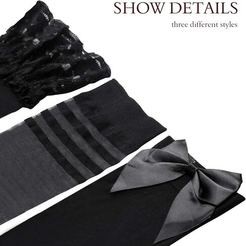 Ray-JrMALL 6 أزواج من الجوارب النسائية الشفافة ذات الفخذ العليا، جوارب طويلة مضادة للانزلاق من السيليكون، جوارب رفيعة من الدانتيل بأعلى الفخذين in Kuwait