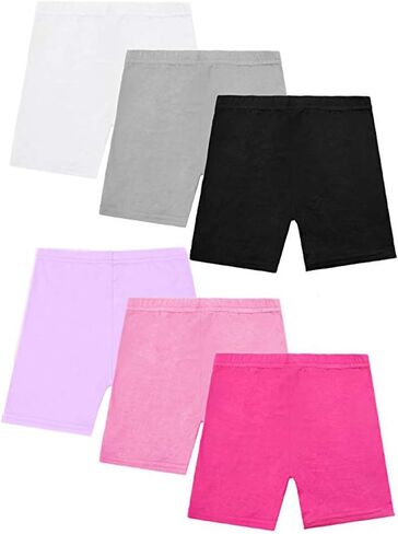 6 Pack Dance Shorts Under Dress Girls Bike Short for Sports Breathable and Safety 6 Color Under Skirt Shorts for Girls (6-7T) in Kuwait