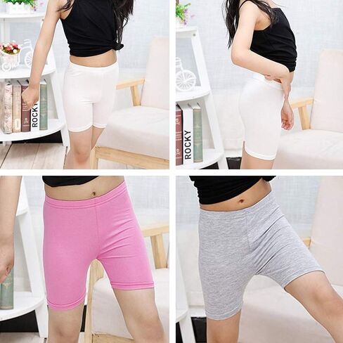 6 Pack Dance Shorts Under Dress Girls Bike Short for Sports Breathable and Safety 6 Color Under Skirt Shorts for Girls (6-7T) in Kuwait