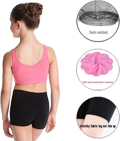 6 Pack Dance Shorts Under Dress Girls Bike Short for Sports Breathable and Safety 6 Color Under Skirt Shorts for Girls (6-7T) in Kuwait