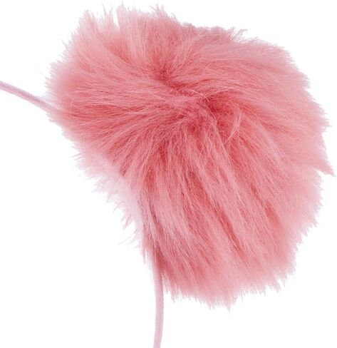 Lux Accessories Black Faux Fur Pom Pom Ball Cat Ear Panda Costume Puff Headband in Saudi Arabia