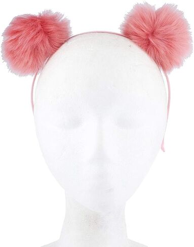Lux Accessories Black Faux Fur Pom Pom Ball Cat Ear Panda Costume Puff Headband in Saudi Arabia