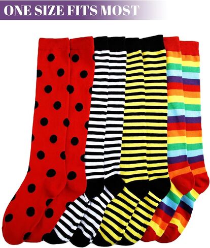 SATINIOR 4 Pairs Halloween Knee Socks Cosplay Rainbow Stripe Stockings for Halloween Girls Ladybug Bee Costume in Saudi Arabia