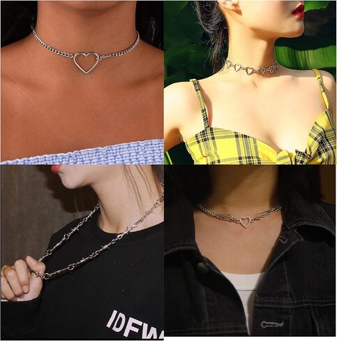 YIIISIIY 15 قطعة قلادة الجرونج مجموعة القوطية Y2k مجوهرات اكسسوارات القلائد القوطي الصليب الجنية الملاك القلب الجناح سلسلة المختنق قلادة للنساء الفتيات in Kuwait