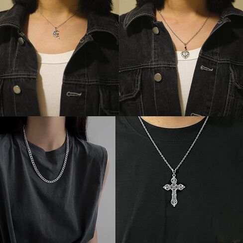 YIIISIIY 15 قطعة قلادة الجرونج مجموعة القوطية Y2k مجوهرات اكسسوارات القلائد القوطي الصليب الجنية الملاك القلب الجناح سلسلة المختنق قلادة للنساء الفتيات in Kuwait