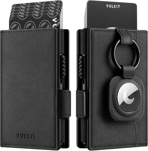 محفظة حامل بطاقات VULKIT مع حامل بطاقة هوية ونافذة لبطاقة الهوية ومحفظة جلدية منبثقة بخاصية تحديد الهوية بموجات الراديو وإغلاق مغناطيسي للرجال in Kuwait