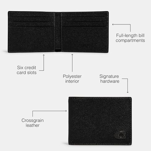 حقيبة Coach رفيعة من الجلد المحبب باللون الأسود، مقاس واحد in Kuwait