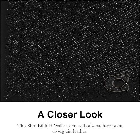 حقيبة Coach رفيعة من الجلد المحبب باللون الأسود، مقاس واحد in Kuwait