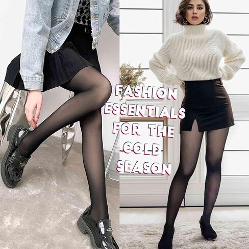 كيه سيليوب بناطيل ضيقة مبطنة بالصوف للنساء، جوارب شتوية دافئة عالية الخصر غير شفافة حرارية للنساء، جوارب طويلة من الصوف الناعم in Kuwait