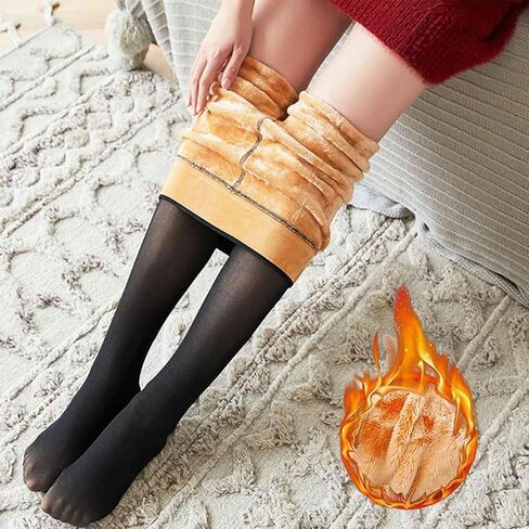 كيه سيليوب بناطيل ضيقة مبطنة بالصوف للنساء، جوارب شتوية دافئة عالية الخصر غير شفافة حرارية للنساء، جوارب طويلة من الصوف الناعم in Kuwait
